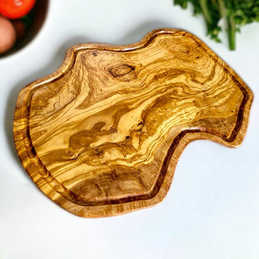 Irregular shape cutting board with groves 45 cm